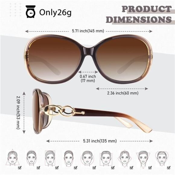 Polarized Trendy Oversized Sun Glasses Fashion Shades 100% UV400 Protection S85 - Picture 5 of 6